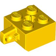 Lego kostka (kostička) 2x2 s pantem svisle, žlutá (4140708, 4144515, 4163901)
